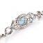 18KGP platinum plated crystal rhinestone blue Austria crystal elements women drop charm bangle bracelet fashion jewelry B019