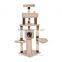 Pawhut 57" Beige/Brown Cat Tree Scratching Post Tower