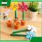promotional wholesale cheap funny school office stationery mini cartoon silicone plastic sun flower pot roller ball point pen