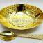 Promotional gift, corporate gift, beautiful wedding gift gold plated brass bowl spoon set