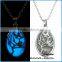 Luminous Necklace Magical Aqua Blue Tree Round Glow In Dark