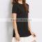 Clothing/women Fashion Dresses/Black Contrast Ruffle Trim Short Sleeve Tee Dress