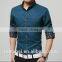 100% Mercerized cotton mens shirts with printed patchwork design wash and wear dress shirts long sleeve dress shirt