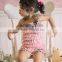 Baby Girls Bubble Ruffle Rompers Adorable Petti Lace Romper With Bow infant jumpsuit,toddler bodysuit with straps and ribbon bow