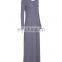 CHEFON Grey slim fit jersey maxi dress long sleeve