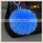 2016 Fashion Chinese Wholesale Hat Accessory Fluffy 12cm Genuine Fox Fur Pom Pom Keychain