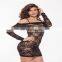 Unique design no pad seductive transparent lingerie with long sleeve