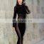2016 Sexy black Gauze jumpsuits long sleeve bandgae jumpsuits through jumpsuits