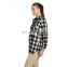 T-WSS502 Women's Clothing with Pockets Long Plaid Flannel Shirts