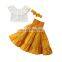 Fashion Kid Baby Girl Off Shoulder Ruffles Top High Waist Skirt Headband 3pcs Summer Outfit Set Clothes