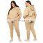 Custom logo plus size solid color sweatshirt hoodie with jogger legging suit two piece women clothing sets