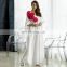 2019 Elegant Red Rose Appliques V-Neck Bats Sleeve Summer Beach Dress White Cotton Tunic Women Casual Long Robe Maxi Dress