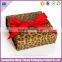 Luxury fancy leopard grain paper printing ribbon gift box packaging/folding box for packaging