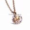 Fashionable rose gold crystal pendant necklace without stones