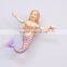 Pearl Powder 4 inch Plastic Nude Small Mermaid Girls Figures Ornament, Mini Mermaid Statue