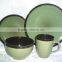 antique style black edge stoneware tableware made in China 16pcs ceramic dinnerware color glaze stoneware dinner set
