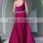 Fashionable short front one-shoulder red evening dress with purple color