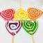 Individual Wrapped Fruit Flavour Sweets Flat Swirl rainbow heart shape lollipop