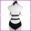 2015 Hot Sex Black Bandage Strappy Bikini Sexy One Piece Swimwear Women Swimsuit Bathing Suit Front Wrap XL