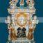 Vintage Art Decorated Ceramic Enamel Table Clock, Ornate Angel Playing Instrument Gilt and Turquoise Desk Clock