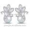 Wholesale Stock Small Order Fashion Women Flower in Water Pearl Zircon Earrings
