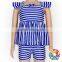 new arrival summer beachwear white blue stripe kids swimsuit