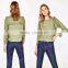 Women Fashion Long Sleeve Frilled T-shirts Tops Printed Round Neck Tops Blouses