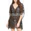 Semi-sheer Embroidery Chiffon Kaftan Dress