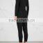 Wholesale Women Apparel Black Long Sleeves Wrap Cashmere Jumpsuit(DQE0148J)