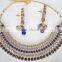 Polki Crystal Sapphire blue necklace jhumka EARRING Bridal Set