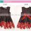 Latest designs wedding baby clothes big red flower elegant fancy comfortable baby night dress of 2-7 years old girl