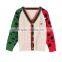 High Quality Contrast Color Cable Knit Boy's V-neck Cardigan Sweater