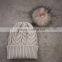 Myfur Knitted Beanie Slouchy Unisex Cap Baggy Skull Ski Keep Warm Hat with Fur Ball