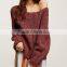 4232 Runwaylover Hot Sale Ladies Slash Neck Ladies off Shoulder Sweater