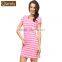 Best selling Qianxiu elegent striped low price nightdress