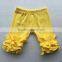 Icing style boutique children's cotton knitted clothes hot sale fall kids 3/4 plain trousers little girls ruffle capri pants