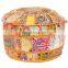 Indian Vintage Patchwork Round Ottoman