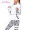 Wholesale Ladies White Leopard Digital Printed Sport Fabric Sweat Suit