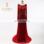 Floor Length Illusion Tulle Scoop Long Sleeves Low V Backless Handmade Beaded Red Long Evening Dresses 2016
