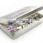 rectangular metal locket jewelry gift tin box with clear pvc window