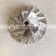 supercharger reverse 76.00/133.40mm 8+8 blades turbo milling/aluminum 2618/billet compressor wheel