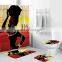 African Shower Curtain and Bath Rug Set with Non-Slip Rugs,Toilet Lid Cover andBath Mat,Afro Girl Bathroom Shower Curtain Sets