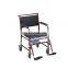 Foldable chromed steel hospital medical commode chair with solid castor