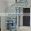 Where to buy custom stair case, stainless steel glass treads spiral staircase