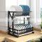 K&B space saving double layer foldable dish rack standing stainless steel dish rack