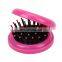 Travel Use Small Pocket, Purse Plastic Round Shape Hair Brush Comb Mirror Set