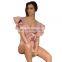 Vintage Retro One Piece Swimsuit 2021 Shoulder Ruffle Swimwear Women Belt Swimsuit Backless Bathing Suit Beachwear Monokini Swim