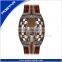 OEM China Factory Luxury Fancy Lattice Watch with Genuine Leather Band