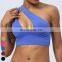 New Running Fitness Tank Top One Shoulder Shockproof Sports Bra Gym Fitness Yoga Tops Women Sports Bra With Removable Pads