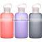 New Style Glass Aquare Bottle With Silicone, Transparent Mug, Colorful